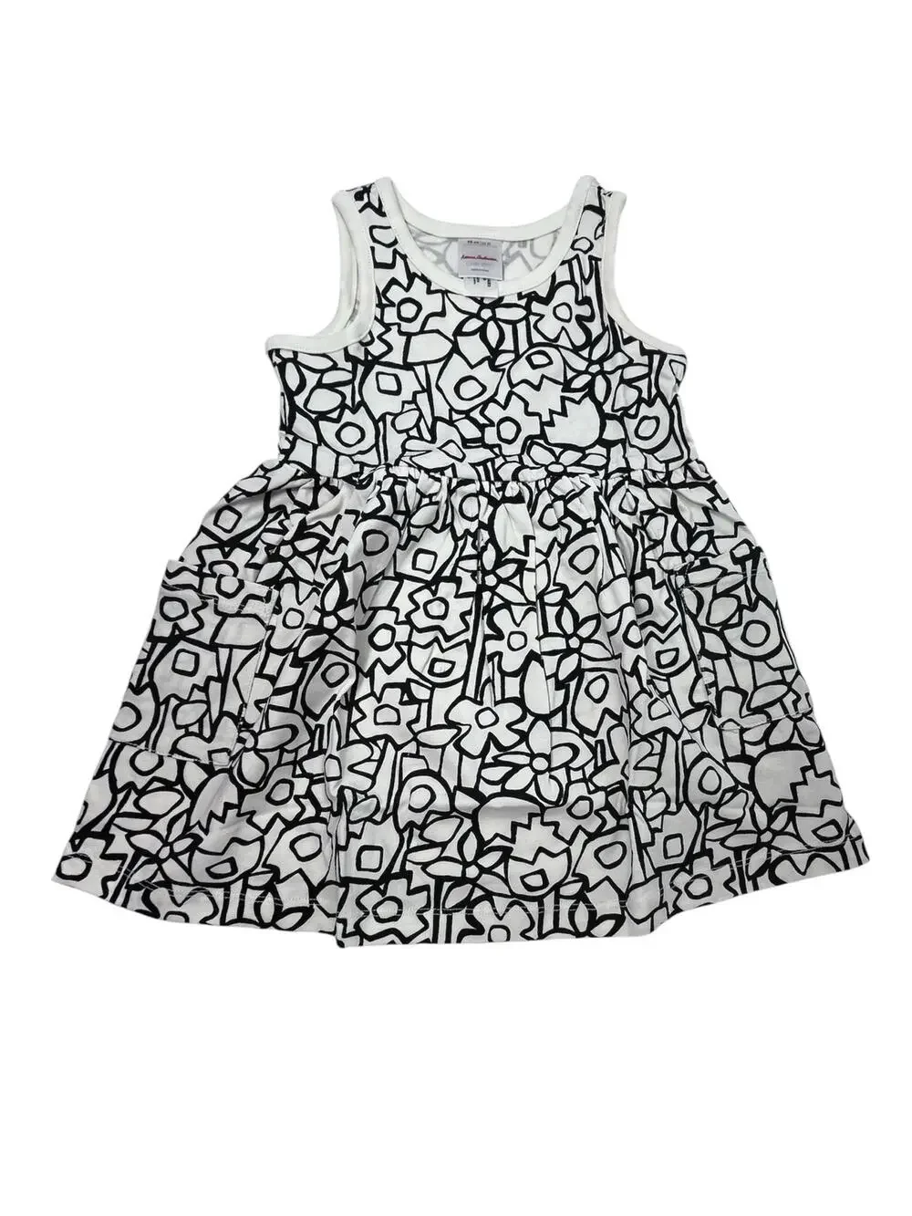 Hanna Andersson NWT Sleeveless Playdress with Pockets Size 3. White / Ecru Black